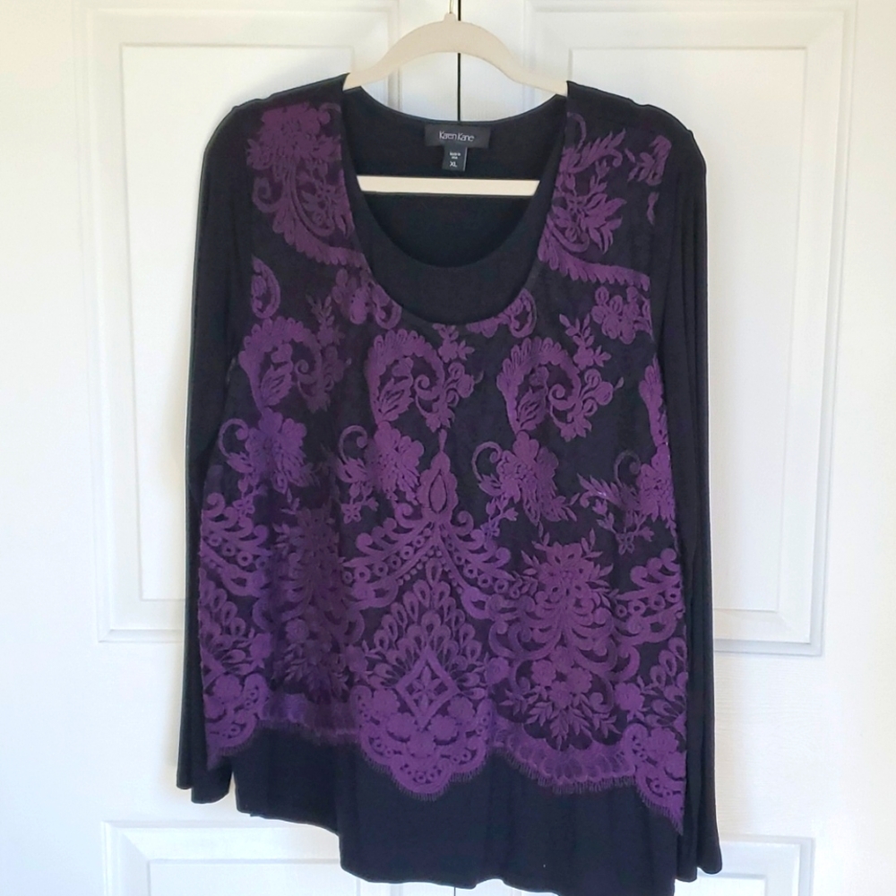 Black and purple lace overlay tunic